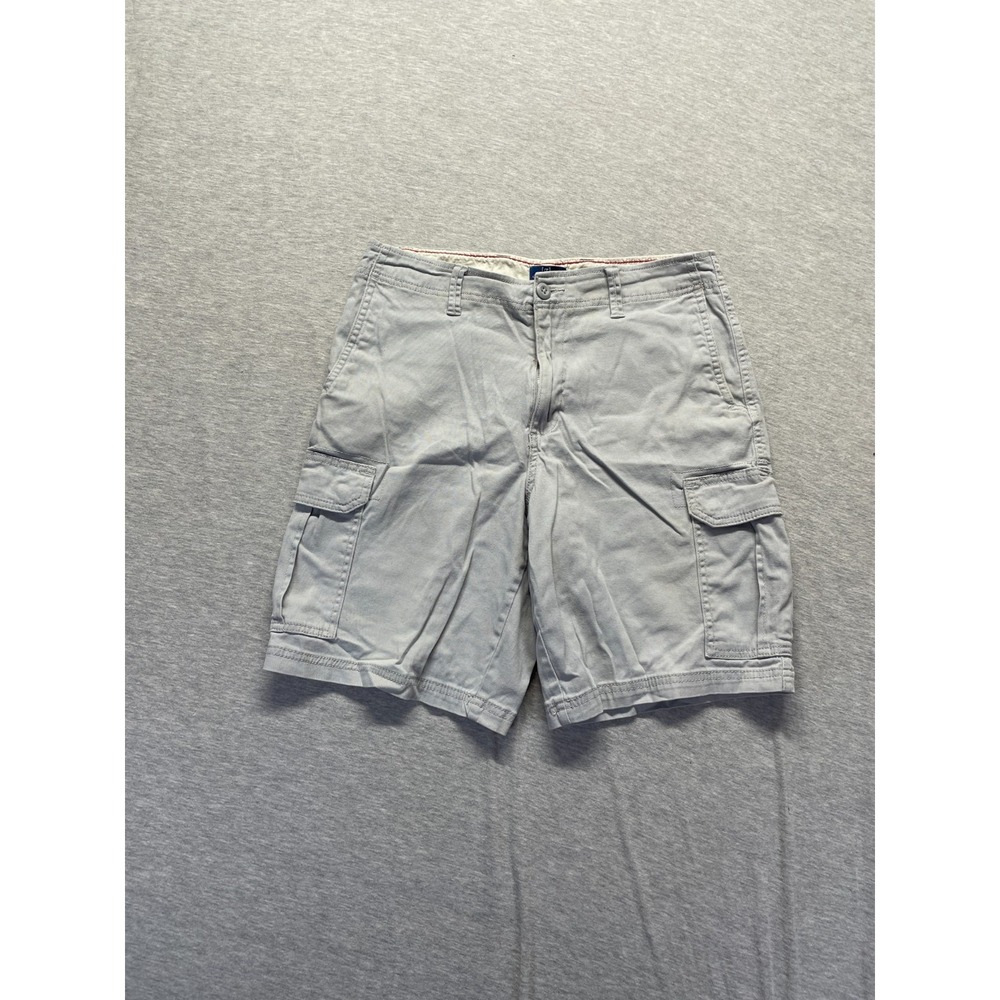 George Cargo Shorts Mens 30 Light Gray Cotton Utility Pockets Flat Front Casual